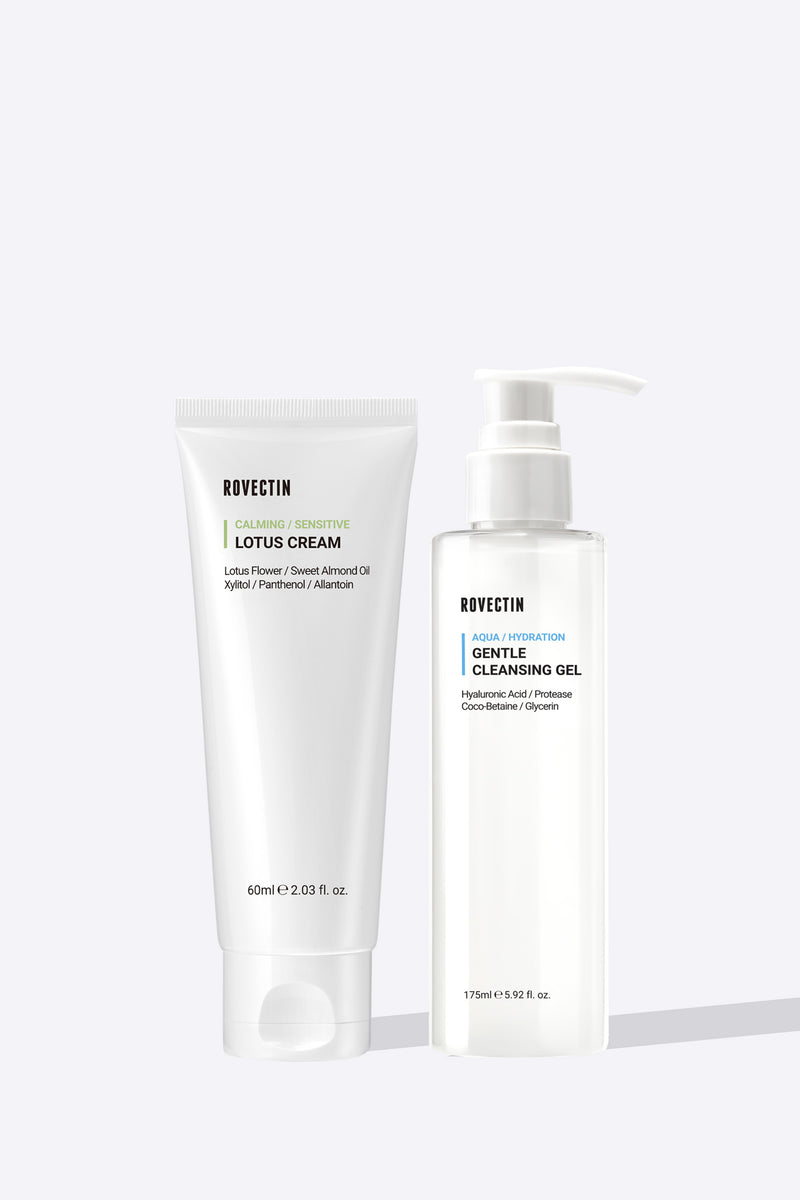 Aqua Cleansing Gel & Lotus Cream Set — official product photograph; package size unconfirmed