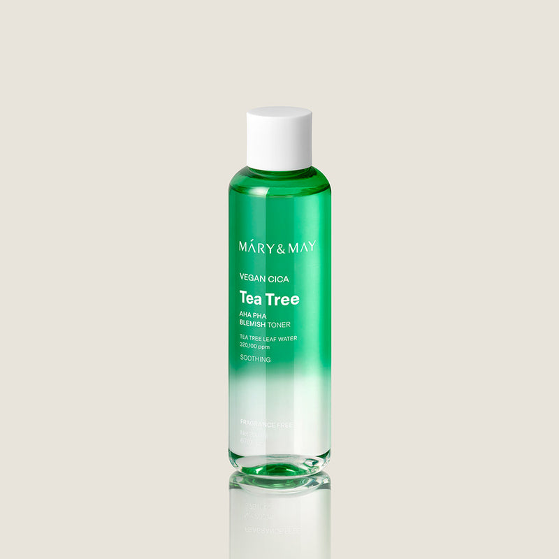 Mary&May Vegan CICA Tea Tree AHA PHA Blemish Toner 200ml — official product photograph; package size unconfirmed