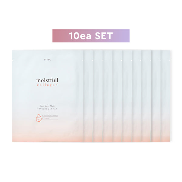 [10ea SET] ETUDE Moistfull Collagen Deep Sheet Mask — official product photograph; package size unconfirmed
