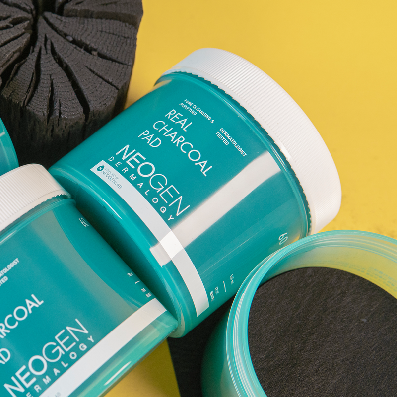 [1BOX / 30ea] NEOGEN DERMALOGY Real Charcoal Pad 150ml (60 Pads) — official product photograph; package size unconfirmed