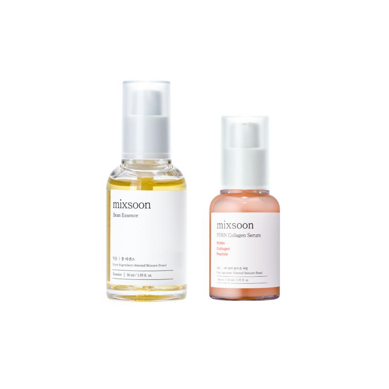 mixsoon Bean Essence x PDRN Collagen Serum Duo — official product photograph; package size unconfirmed