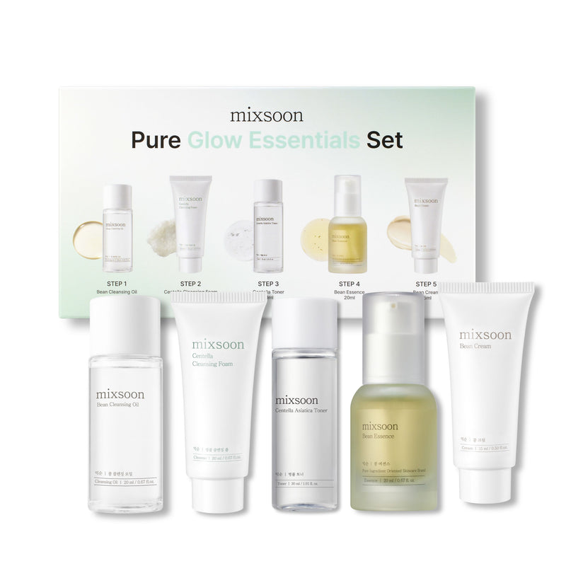 mixsoon Pure Glow Essentials Set – All-in-One Skincare Kit, 5-Step Routine, Glow Boosting, Gentle & Hydrating, Perfect for Gift — official product photograph; package size unconfirmed