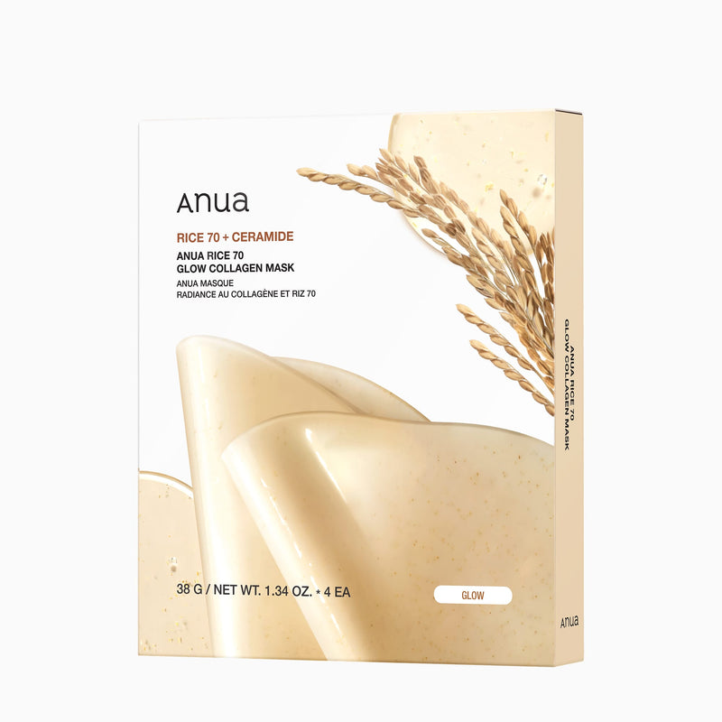 Rice 70 Glow Collagen Mask — official product photograph; package size unconfirmed