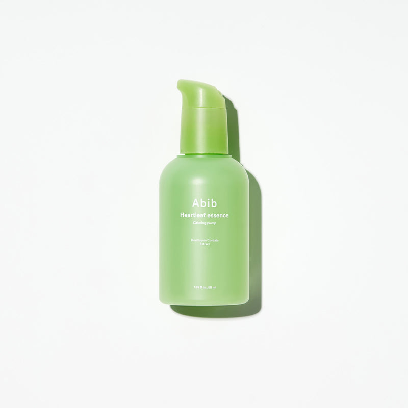 Heartleaf essence Calming pump — official product photograph; package size unconfirmed