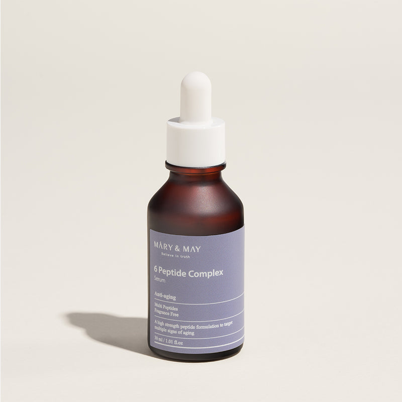 Mary&May 6 Peptide Complex Serum — official product photograph; package size unconfirmed