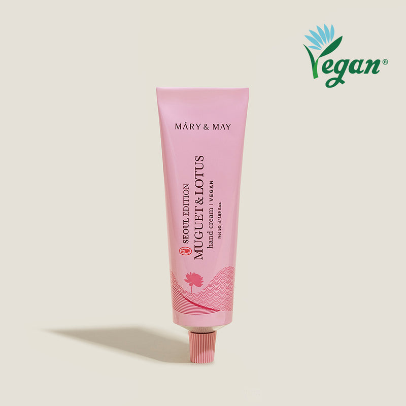 Mary&May Seoul Edition MUGUET & LOTUS Hand Cream — official product photograph; package size unconfirmed