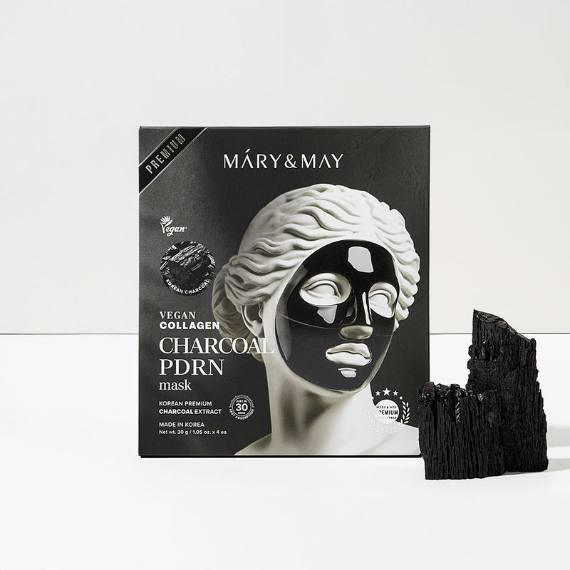 Mary&May Vegan Collagen Charcoal PDRN Mask — official product photograph; package size unconfirmed