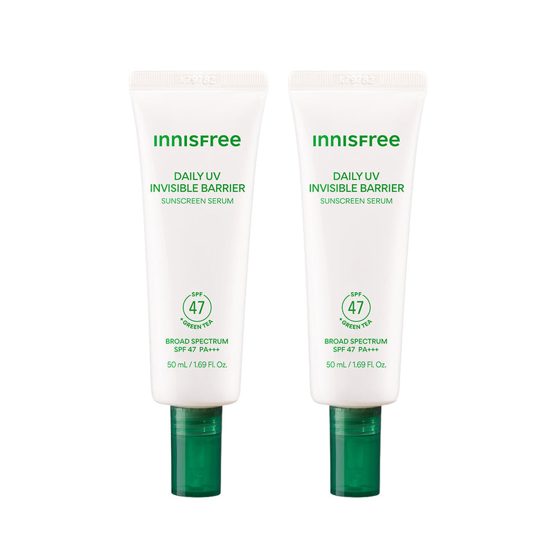 Green Tea Sunscreen Serum Duo — official product photograph; package size unconfirmed