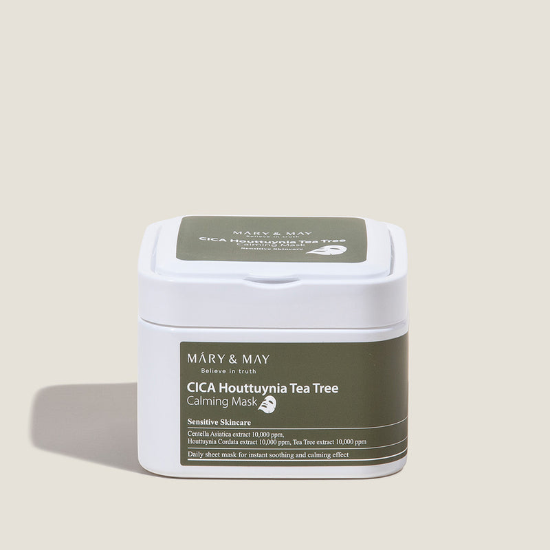 Mary&May CICA Houttuynia Tea Tree Calming Mask — official product photograph; package size unconfirmed
