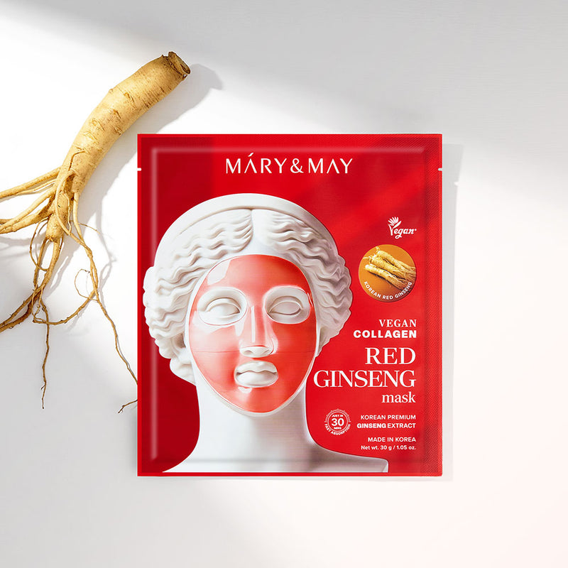 Mary&May Vegan Collagen Red Ginseng Mask — official product photograph; package size unconfirmed