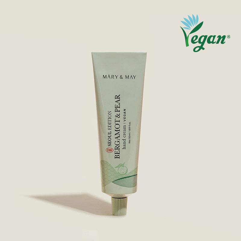 Mary&May Seoul Edition BERGAMOT & PEAR Hand Cream — official product photograph; package size unconfirmed