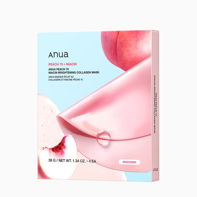 Peach 70 Niacin Brightening Collagen Mask — official product photograph; package size unconfirmed