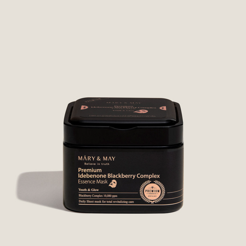 Mary&May Premium Idebenone Blackberry Complex Essence Mask — official product photograph; package size unconfirmed