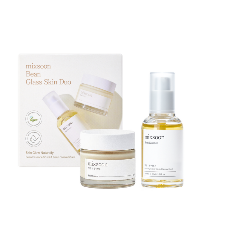 mixsoon Bean Glass Skin Duo / Bean Essence 50ml + Bean Cream 50ml — official product photograph; package size unconfirmed