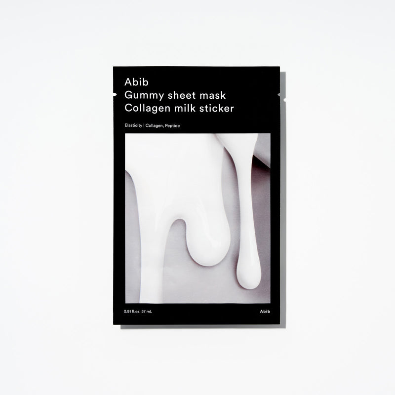 Gummy Sheet Mask Non-Animal Collagen Milk Sticker (10 Sheets) — official product photograph; package size unconfirmed