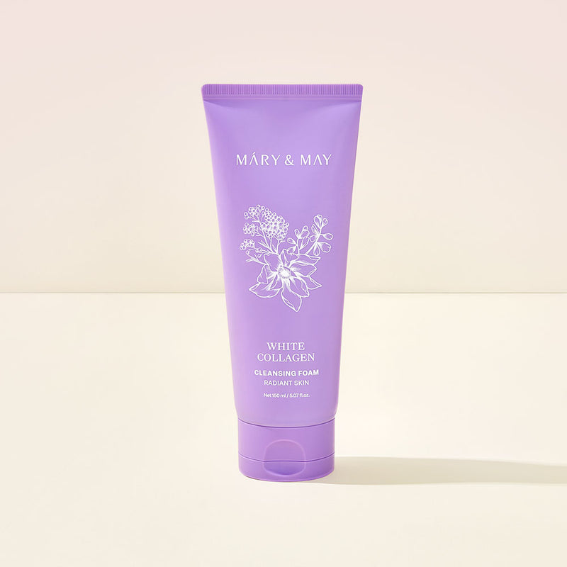 Mary&May White Collagen Cleansing Foam — official product photograph; package size unconfirmed