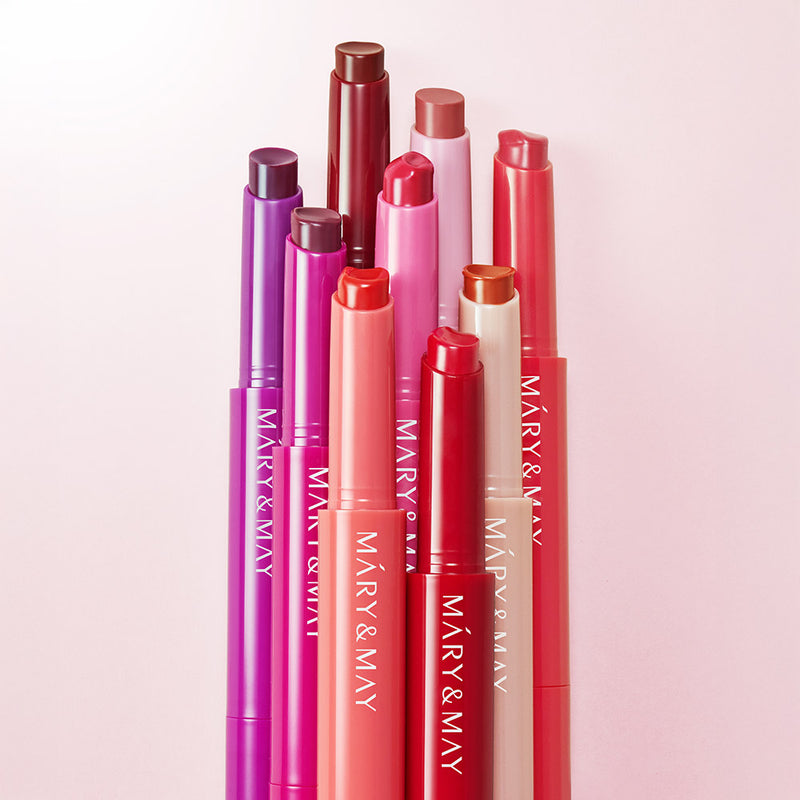 Mary&May Blooming Glow Lip 9 colors — official product photograph; package size unconfirmed