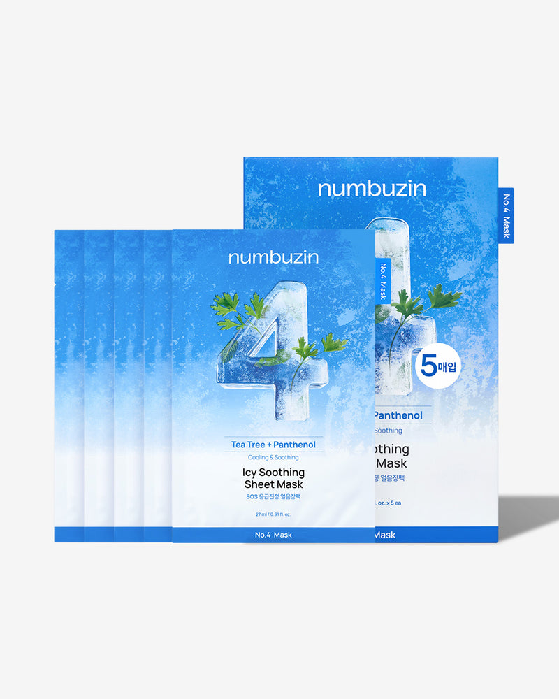 No.4 Icy Soothing Sheet Mask (5 Sheets) — official product photograph; package size unconfirmed