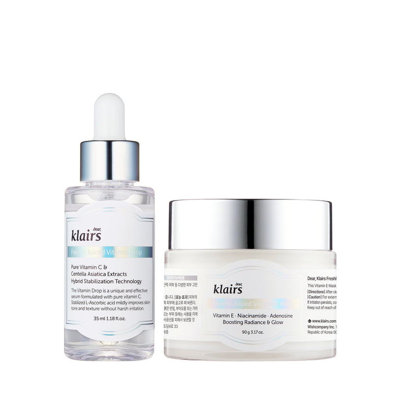 Freshly Juiced Vitamin C Drop + E Mask Set — official product photograph; package size unconfirmed