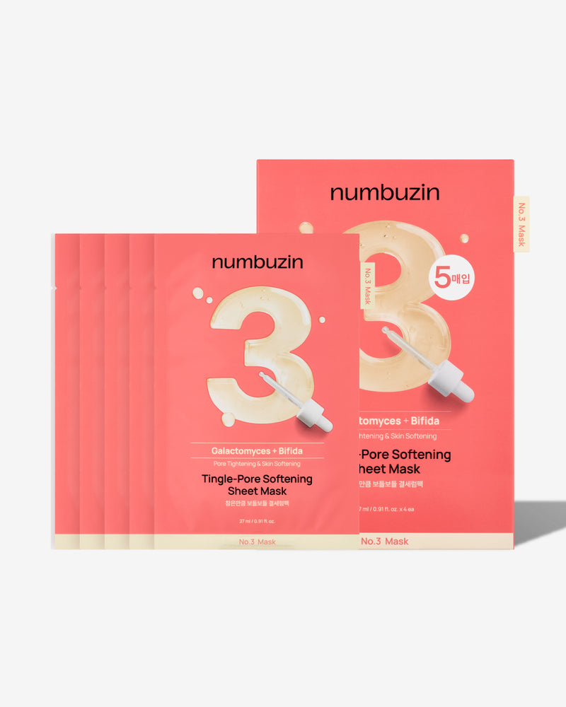 No.3 Tingle-Pore Softening Sheet Mask (5 Sheets) — official product photograph; package size unconfirmed